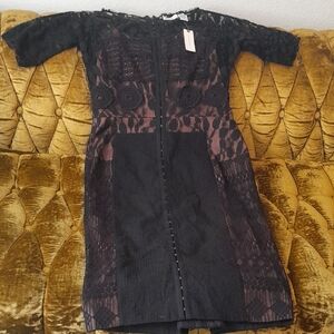 Anthropologie Black Lace Overlay Cocktail Dress